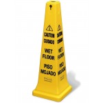 fg627677yel__safety_cone___multilingual__caution_wet_floor__and_symbol_low