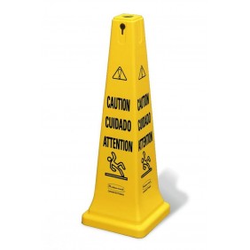 fg627600yel__safety_cone___multilingual__caution__and__wet_floor__symbol_low